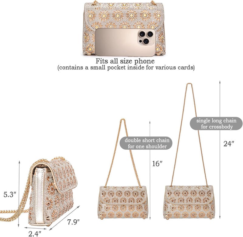 BBTT.ful Shoulder Bags Crossbody Bag Purses Handbags Crystals Rhinestone Evening Bag for Women Clutch Purse with Chain - Image 5